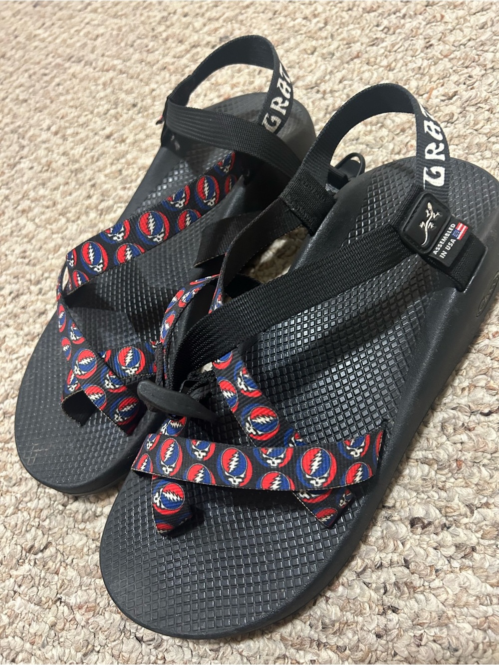 Chaco x Grateful Dead Men’s Size 11 Sandals Black Adjustable Straps